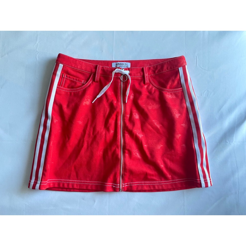 Adidas x Fiorucci Red Angel Monogram Mini Skirt Stripes Women's Size Medium